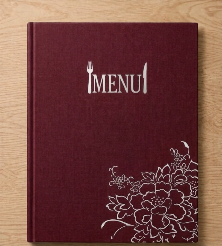 Porte-menu A4 Premium 14 Vues en Similicuir – Rouge Jujube Élégant